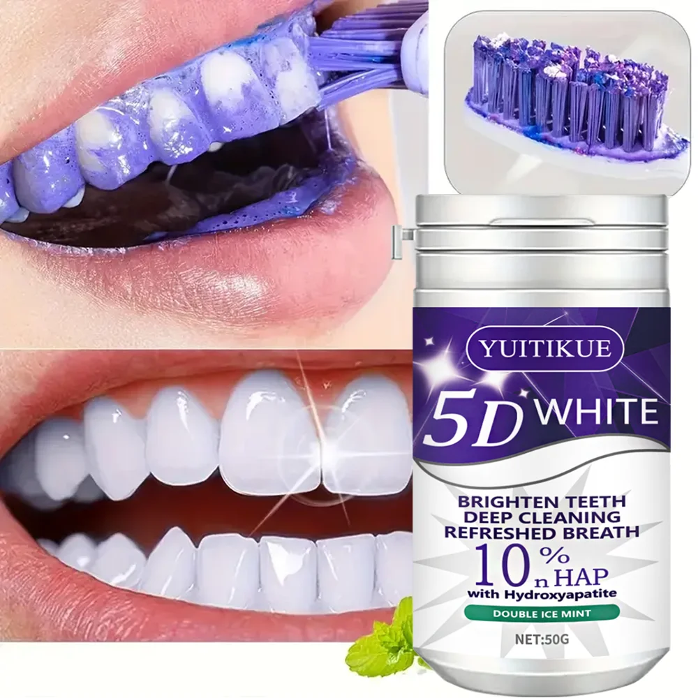 10% Hydroxyapatite Tooth Powder | 5D White Brightening | Deep Clean & Fresh Breath | Double Ice Mint