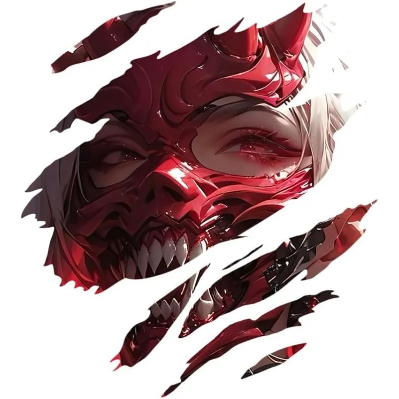 1Pc Tear Effect Anime Girl Vinyl Sticker, Waterproof Decal For Car Window Motorcycle Helmet Decor, Holiday Gift view 2