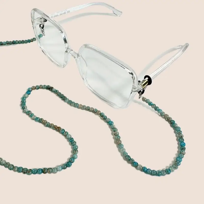 Leichte, farbige Brillenkette aus Glas, Vintage-Design, handgefertigte Perlen, Brillenband zum Aufhängen, verstellbar, verhindert das Verlieren der Brille, Maskenkette für Damen und Herren. – Detail 10