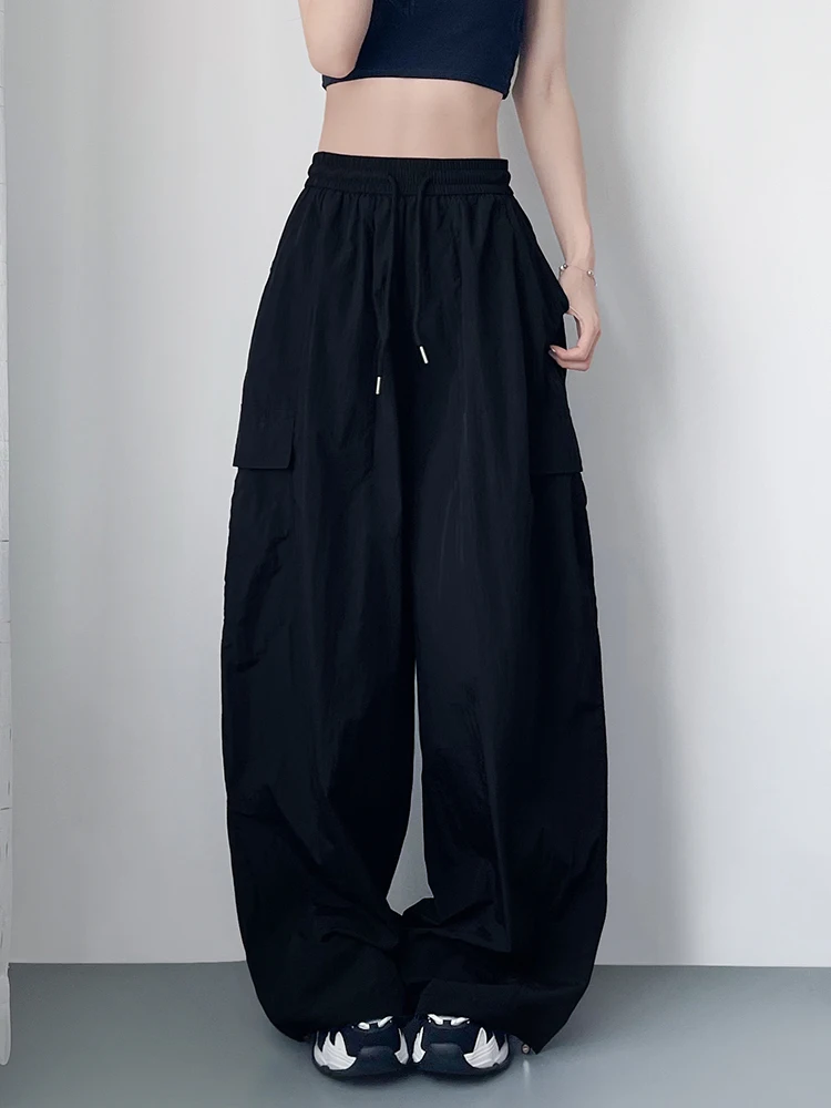 

Легкие широкие брюки из ледяного шелка больших размеров, женские летние свободные спортивные брюки для танцев, скалолазания, удобная посадка