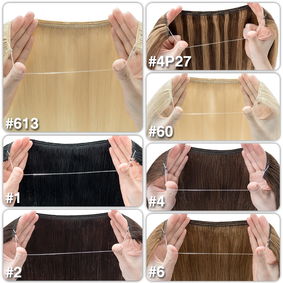 S-noilite Wire In Human Hair Extensions Straight Natural Hair Extensions Thick Hair End Highlight Hairpiece Invisible Fish Line