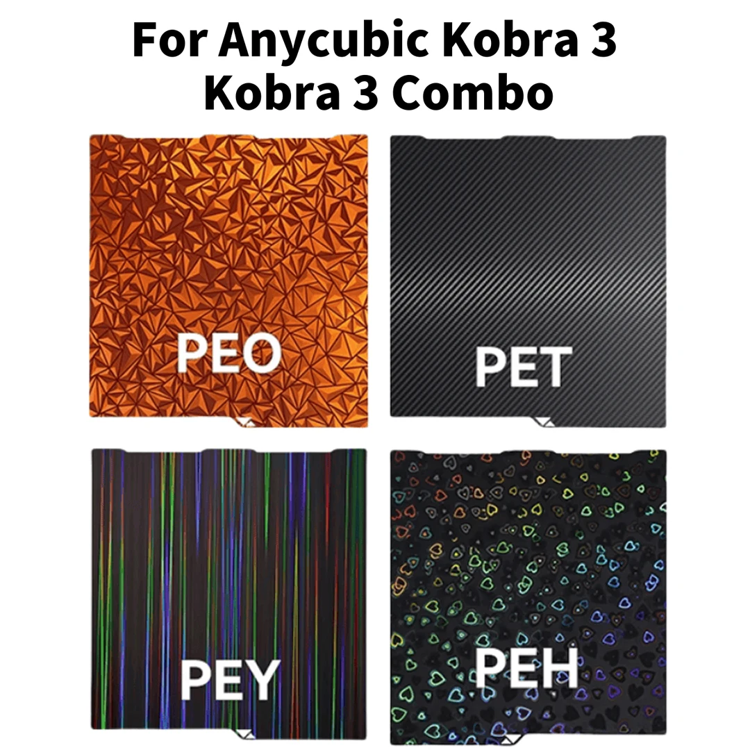 

Для Anycubic Kobra 3, сборная пластина 256x268, лист пружинной стали PEI, лист PEO PET PEY PEN, двухсторонний для Kobra 3, комбинированная строительная пластина