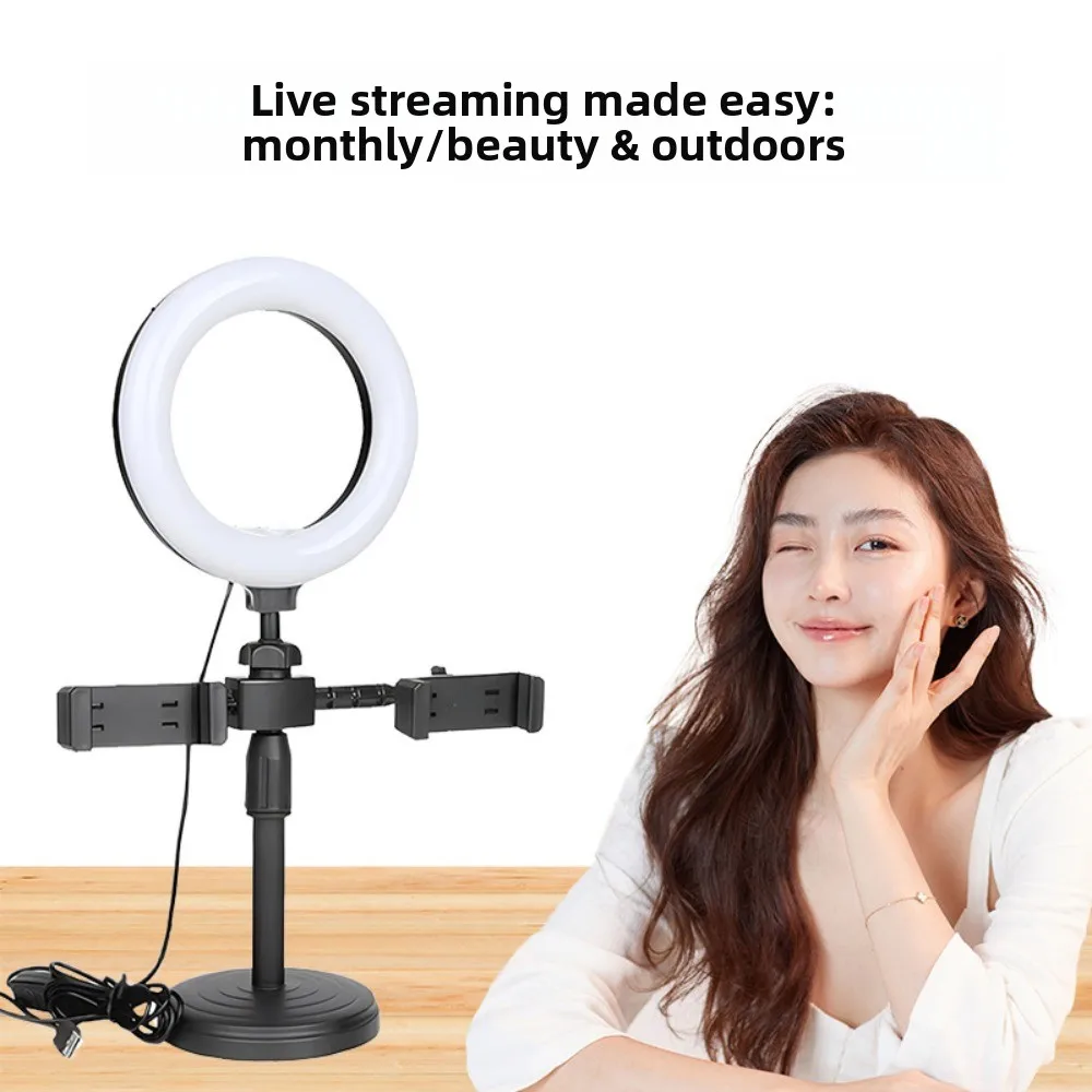 

Dual Phone Position Fill Light Phone Holder Lighting Bracket Stable Base Live Streaming Fill Light Universal Portable