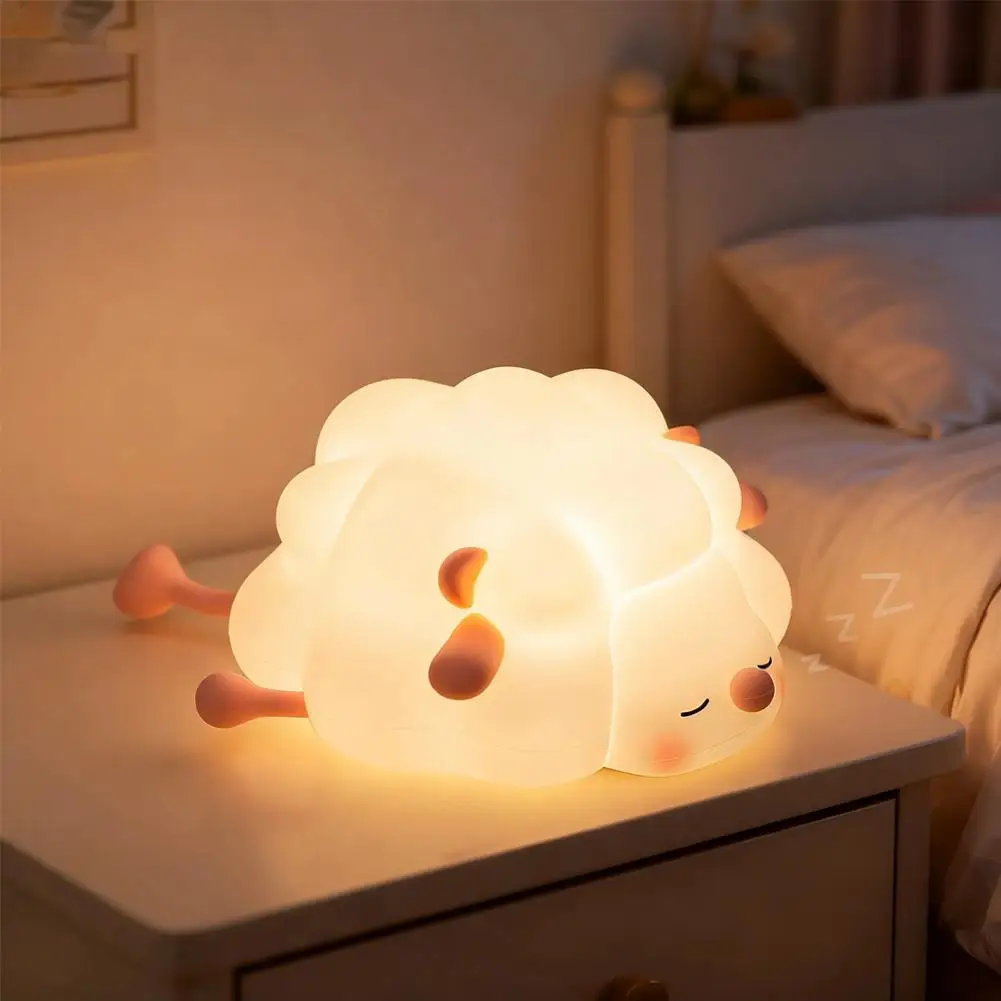 ute سيليكون اسفنجي ليلة مصباح الثعلب الأرنب عكس الضوء الحضانة ضوء الليل قابلة للشحن توقيت السرير الجدول مصباح مع جهاز استشعار اللمس
