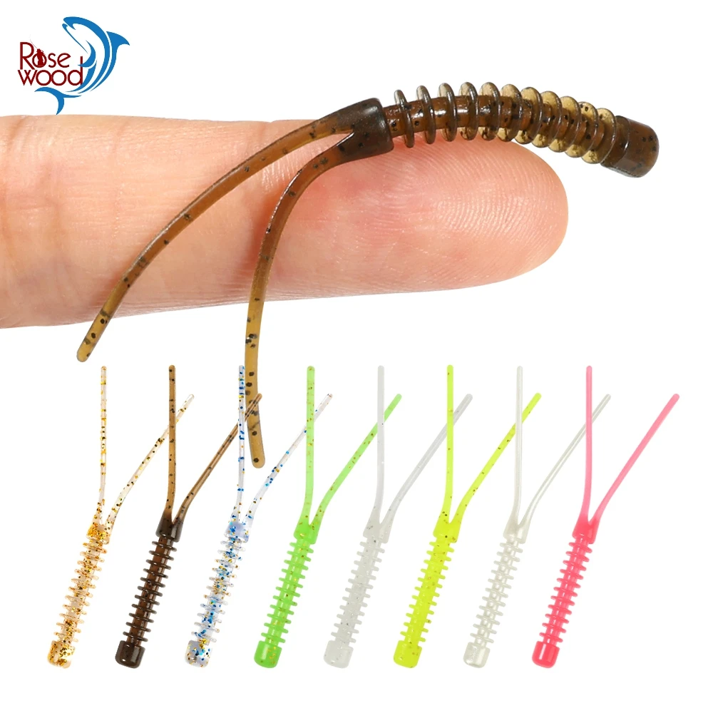 Rosewood Floating Fishing Lure Soft Bait 5.5cm TPR Ajing Soft Worm Swimbaits Jig Head Pesca Artificial Rockfish Worm 20pcs/box