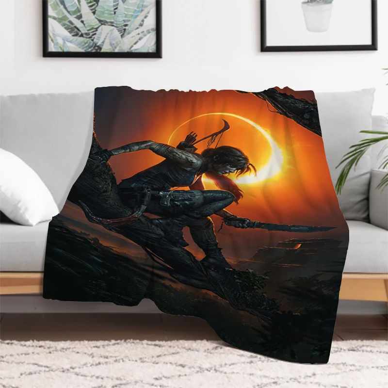 Hot Video Game Tomb Raider Blanket Microfiber Bedding Bed Blankets for Decorative Sofa Soft Plaid With Print Plead Cover Downy