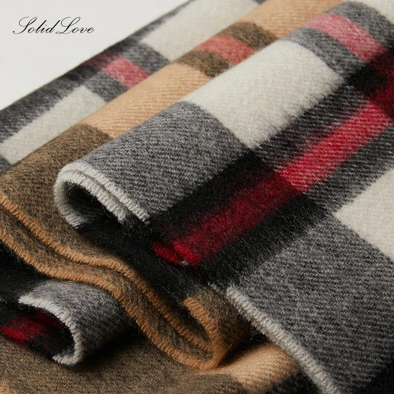 Men Scarf Pure Cashmere Scarf Thickened Warm Tassel Plaid Business Cashmere Scarf In Autumn and Winter.