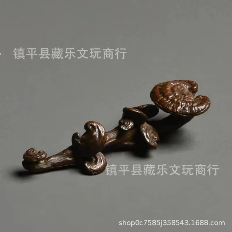 Ganoderma , Solid Alloy Tea Ceremony Copper Lid Holder, Small Ornament, Bronze Antique Decoration