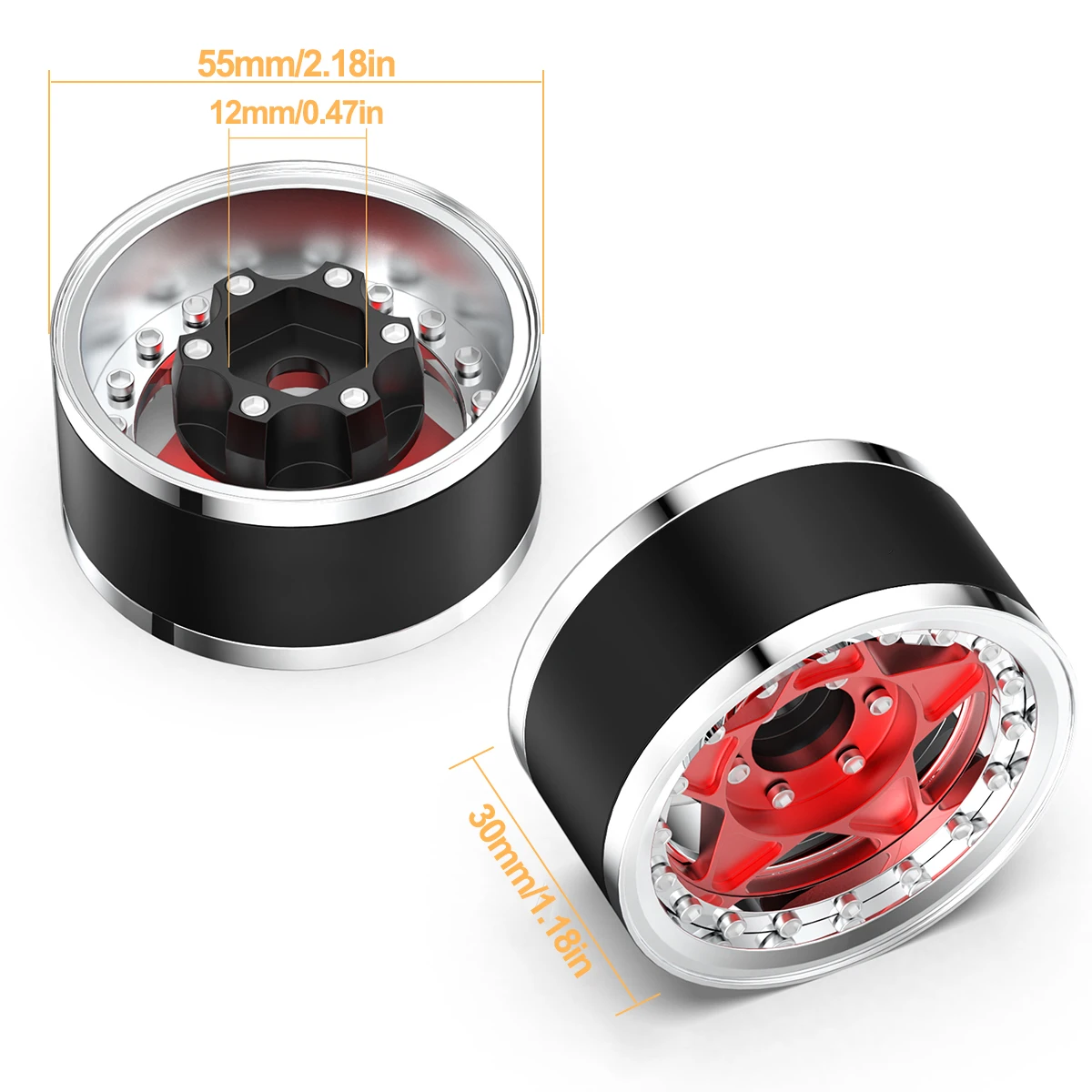 4PCS Aluminum 1.9 Inch Beadlock Wheels Rim Adjustable Offset Wheel Hub for 1/10 RC Crawler Car TRX4 TRX6 SCX10 GEN7 8 D90