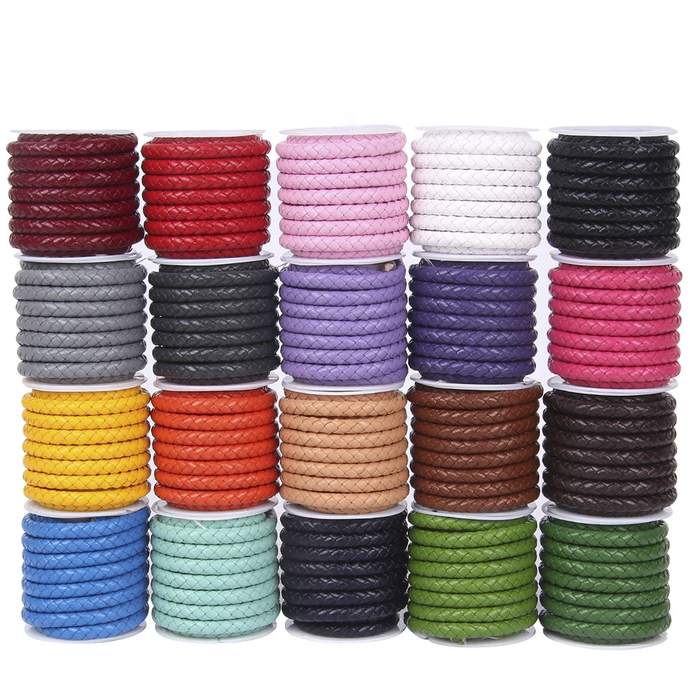 2meters 3/4/5/6mm colorful Braided Genuine Leather Bracelet Findings Round Leather Cord String Rope DIY Necklace Bracelet Making