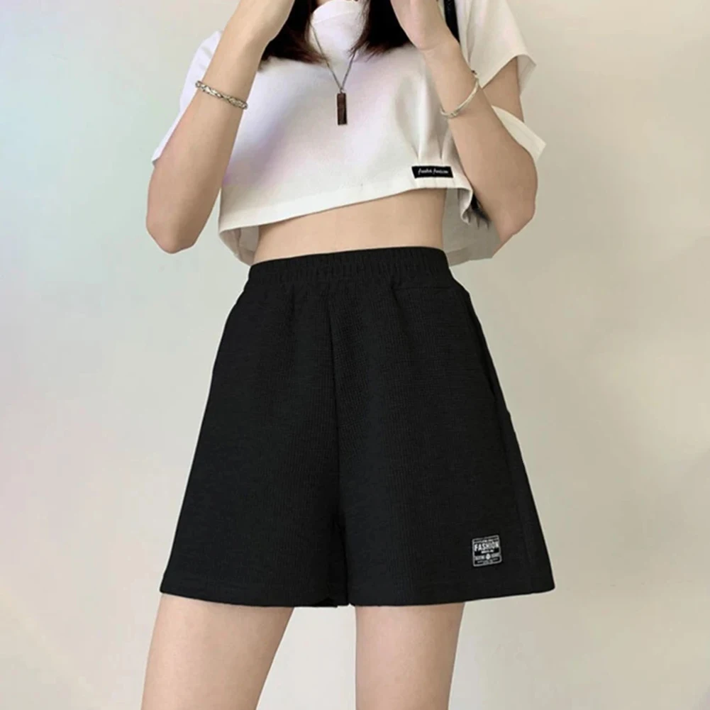 بنطال رياضي برباط، شورت نسائي أبيض واسع الساق، ملابس للعطلات والعطلات، ملابس كاجوال يومية، مرونة عالية