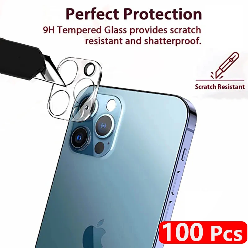 100 PCS/Pack Lens Tempered Glass For APPLE iphone 15 14 Plus 13 12 11 Pro Max Mini Phone Camera Protector Accessories i15 ProMax