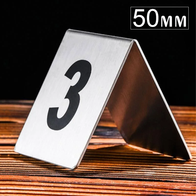 

5PCS Double Sides Stainless Steel Table Numbers 1-25 Signs Plates Restaurant Cafe Bar Place Table Marker Desk Digit Card Holders