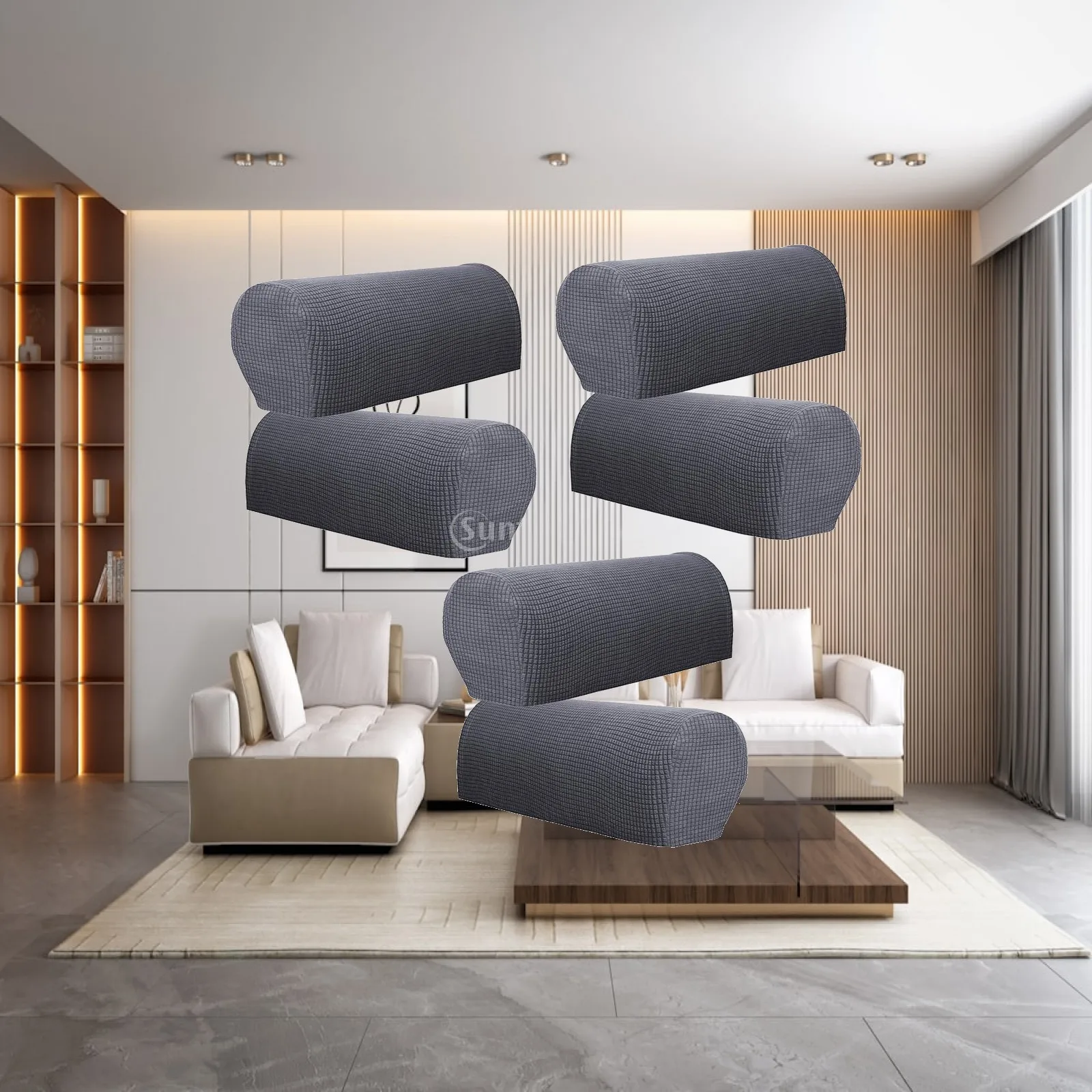 Stretch Armrest Covers for Sofa Non Slip Protector Thickened Flannel Linings for Home Furniture Guard