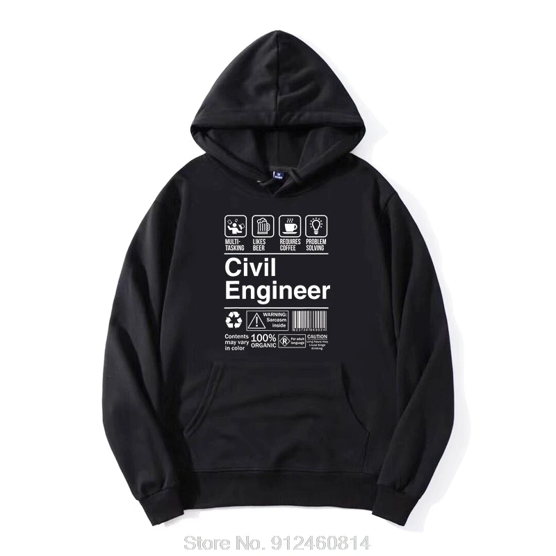 Civil Engineer Product Label Funny Gift Hoodie Men Cotton Hoody Hip Hop Jacket Zip Up Hoodie Sweatshirt Harajuku Streetwear