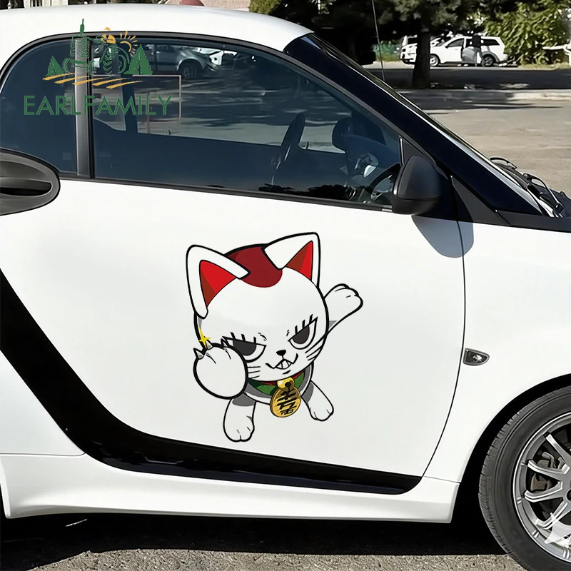 EARLFAMILY 43cm for Turbo Car Stickers Maneki-neko Car Door Rear Windshield Vinyl JDM Decal Creative Waterproof Car Accessories