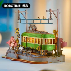 Robotime Rolife Sakura Journey Wooden Assemble Car Eco-friendly 3D Wooden Puzzle for Kids Funny Toys Building Block Kits