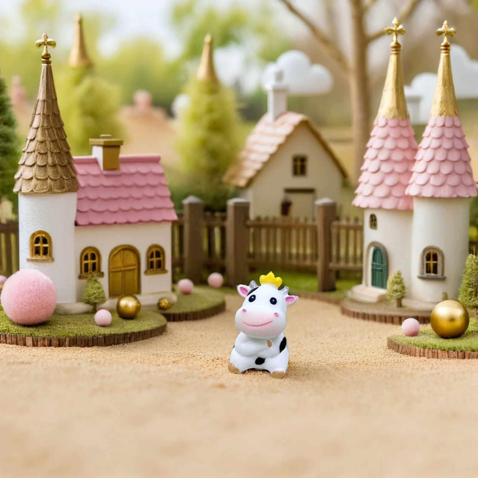 

8Pcs Small Cow Statues Resin Crafts Miniature Figurines Tiny Cow Decor Lawn Landscape Adornments Micro Landscape Cows