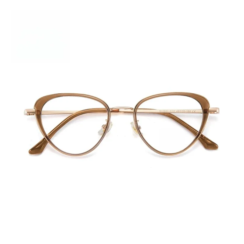 OLLYMURS NewTrendy Alloy TR90 نظارات ريترو خفيفة للغاية وصفة طبية عين القط إطارات النظارات للنساء S11931