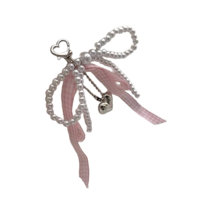 Stylish Bowknot Pendant Fashionable Key Ornament Delicate Beaded Keychain Heart Bag Pendant Suitable for Bag and Purses