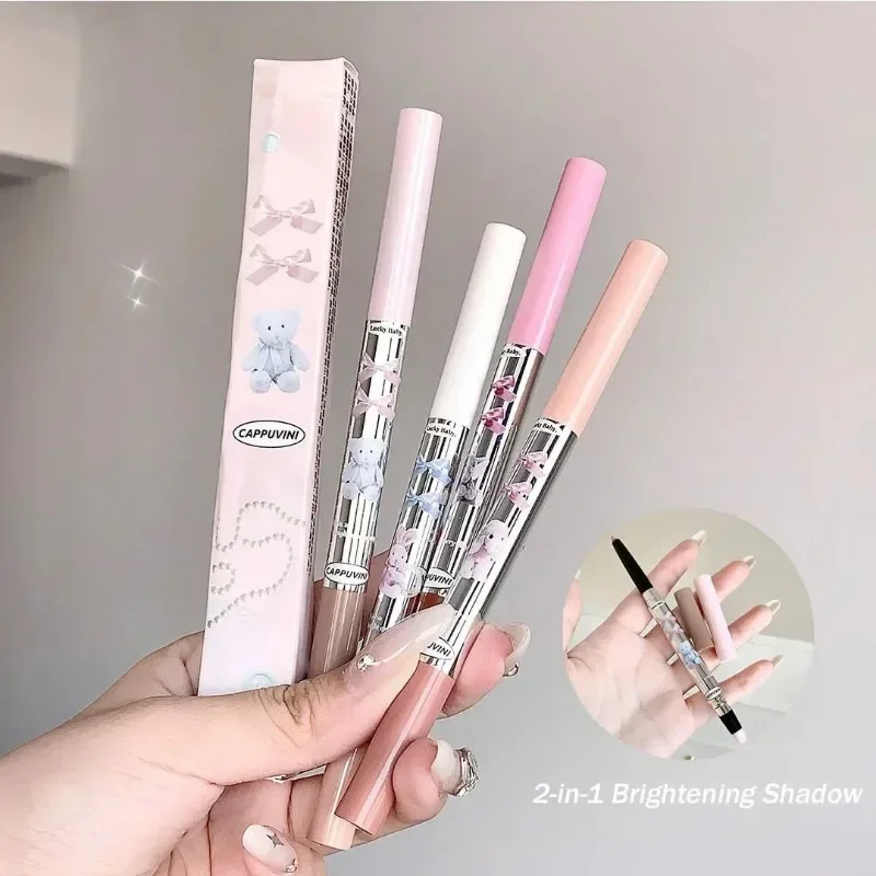 Double Head Lying Silkworm Pen Silkworm Highlight Crease Pencil Diamond Glitter Matte Brightening Shadow Eyeliner Pen Aegyo-sal