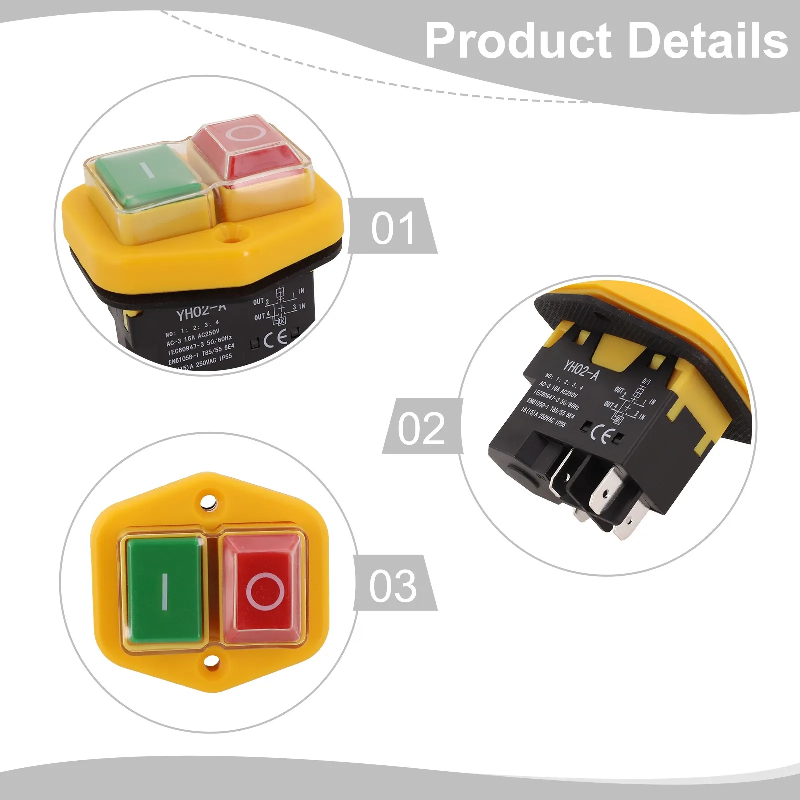 18A Pushbutton Switch Gardening Tool Switch Easy To Install IP55 Protection Level Plastic And Metal Industrial Use