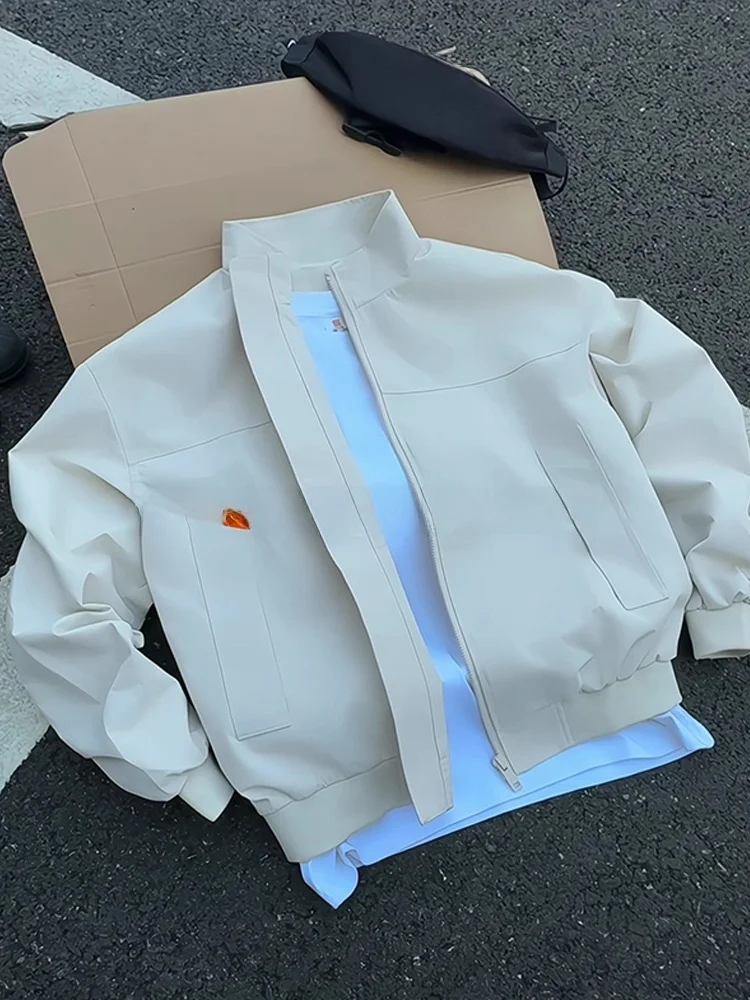 

Men's Bomber Jaet Pilot Sle ort Hardball Tee-Proof Stand Collar Baseball Coat Autumn Season Casual Loose Fit Polyeste...