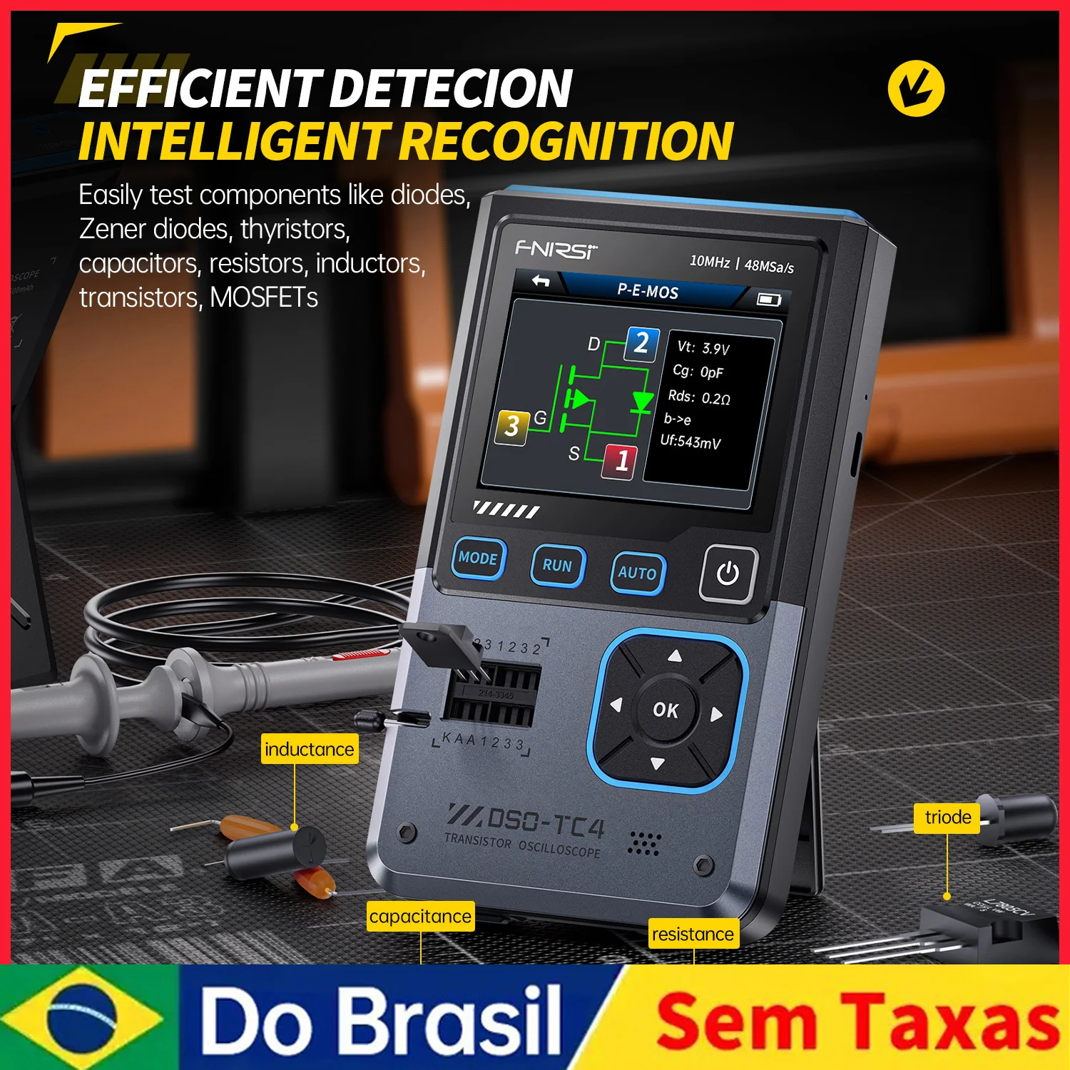 FNIRSI DSO-TC4 ترقية 3 في 1 ملتقط الذبذبات الرقمي 10 ميجا هرتز 48 متر/الثانية الترانزستور تستر الالكترونيات مكون تستر شاحن يو اس بي أدوات