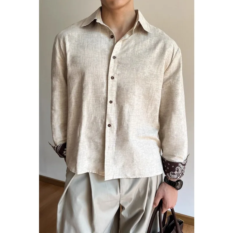 

Mens Shirts Men Clothing Linen Blend Vintage Old Money Style Long Sleeve Autumn Casual Lazy Feel Holiday Resort Overshirt