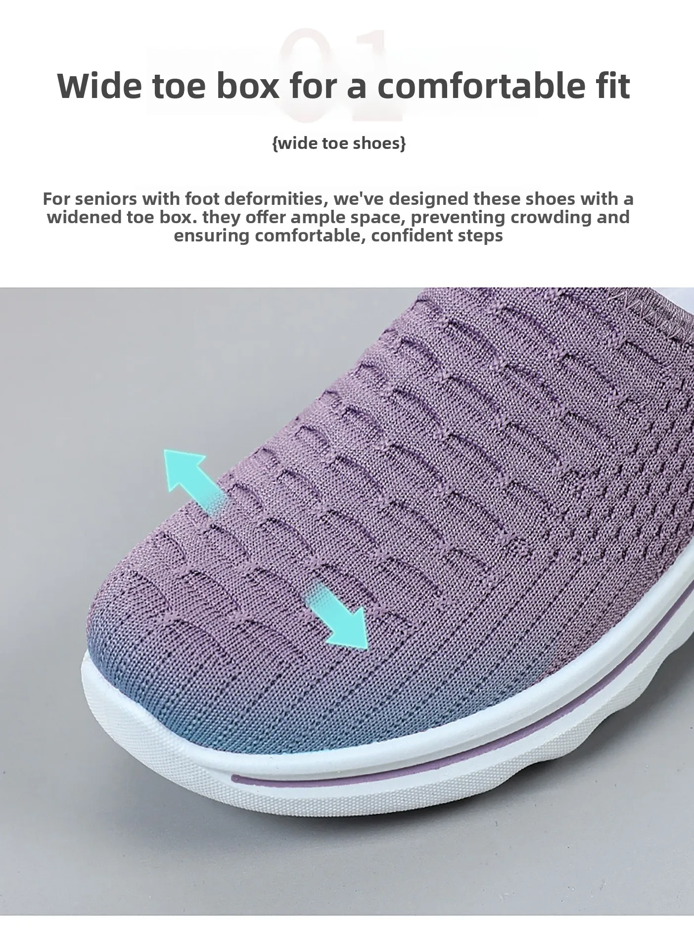 Übergrößen Damen Atmungsaktive Mesh-Pantoletten Slip-On Freizeitschuhe für Innen- und Außenbereich Tägliches Tragen – Detail 7