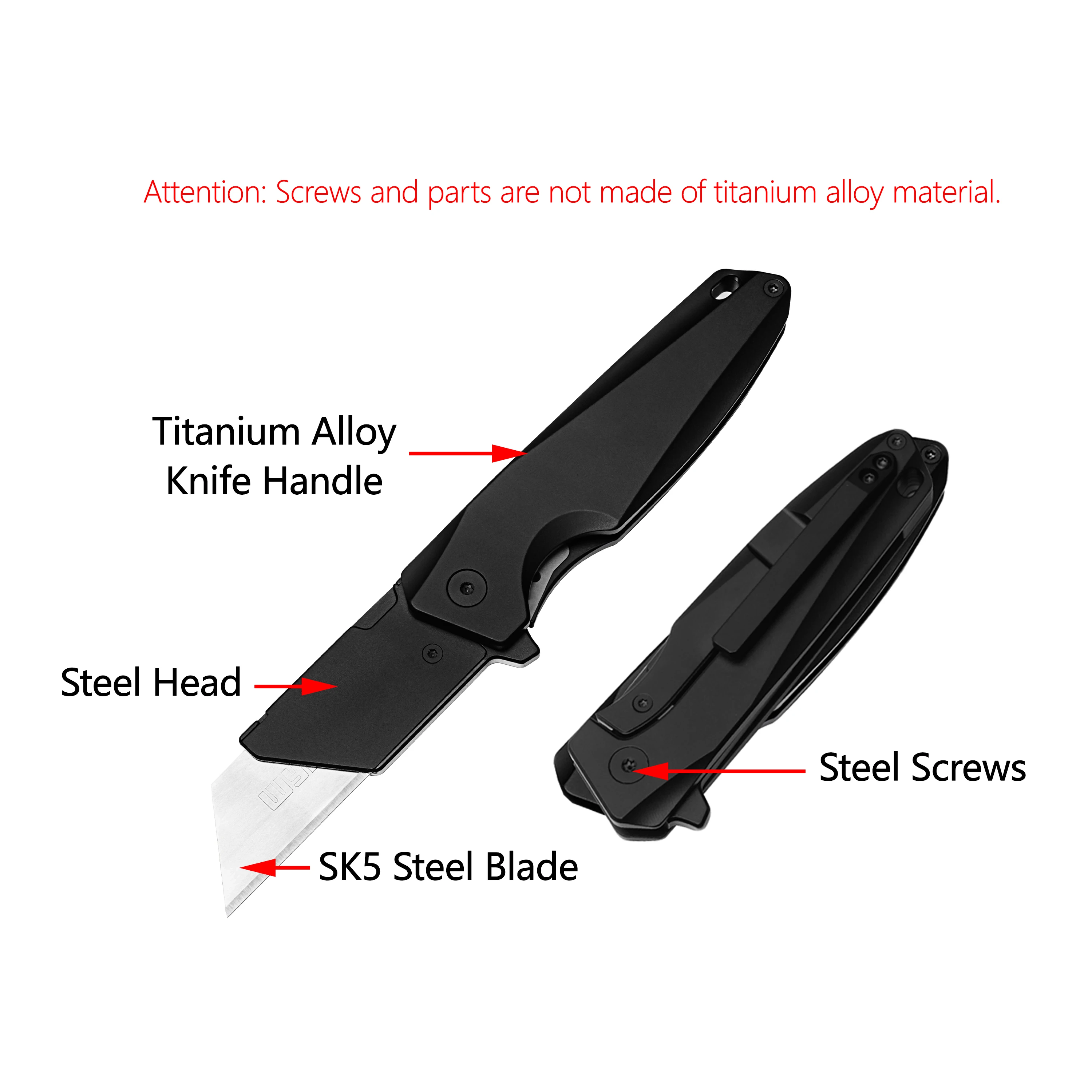 Multifunctional tool titanium alloy handle with 10 blades black portable folding EDC hand tool