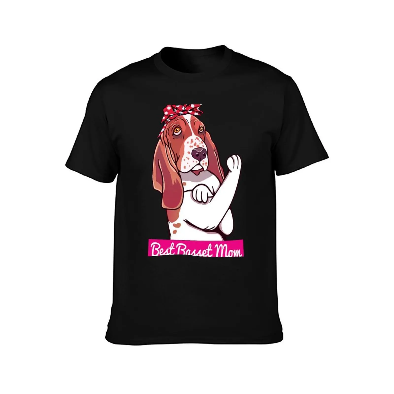Retro Basset Hound Dog Lover Mom Cartoon T-Shirt, Summer Casual Cotton Tee, Oversized Streetwear Tops, Vintage Graphic Print