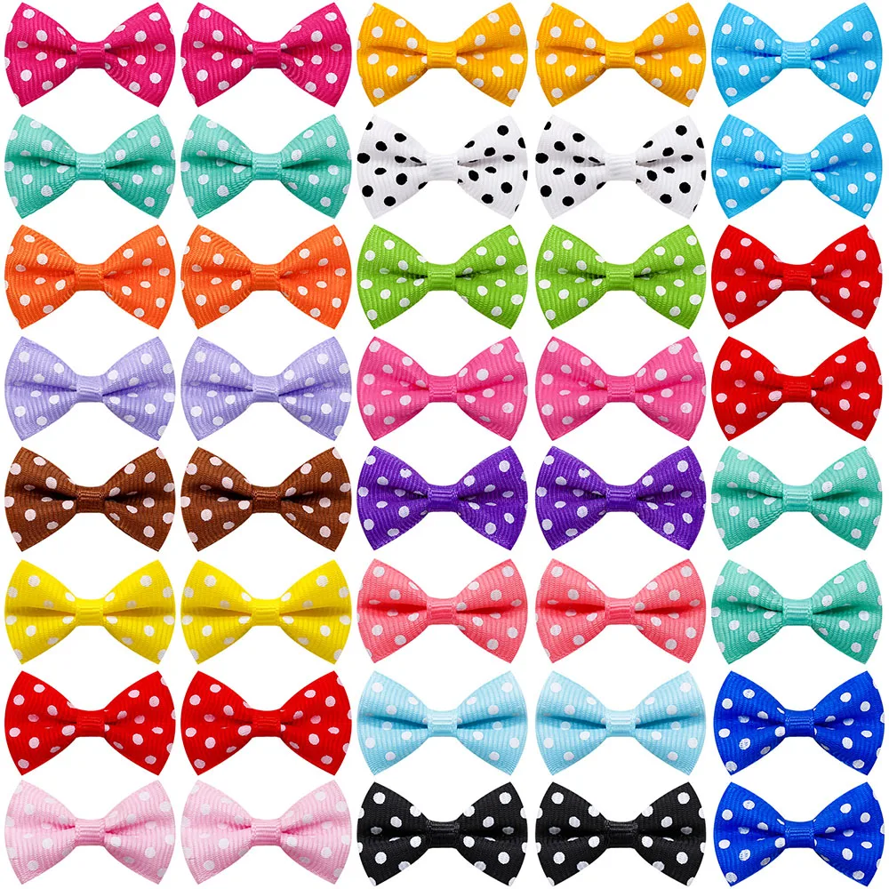 Pet Bow Hair Clips Summer Fashion Sense Solid Colour Dot Decoration Demountable Pet Hair Clip for Cute Dog Cats Pet Accessories