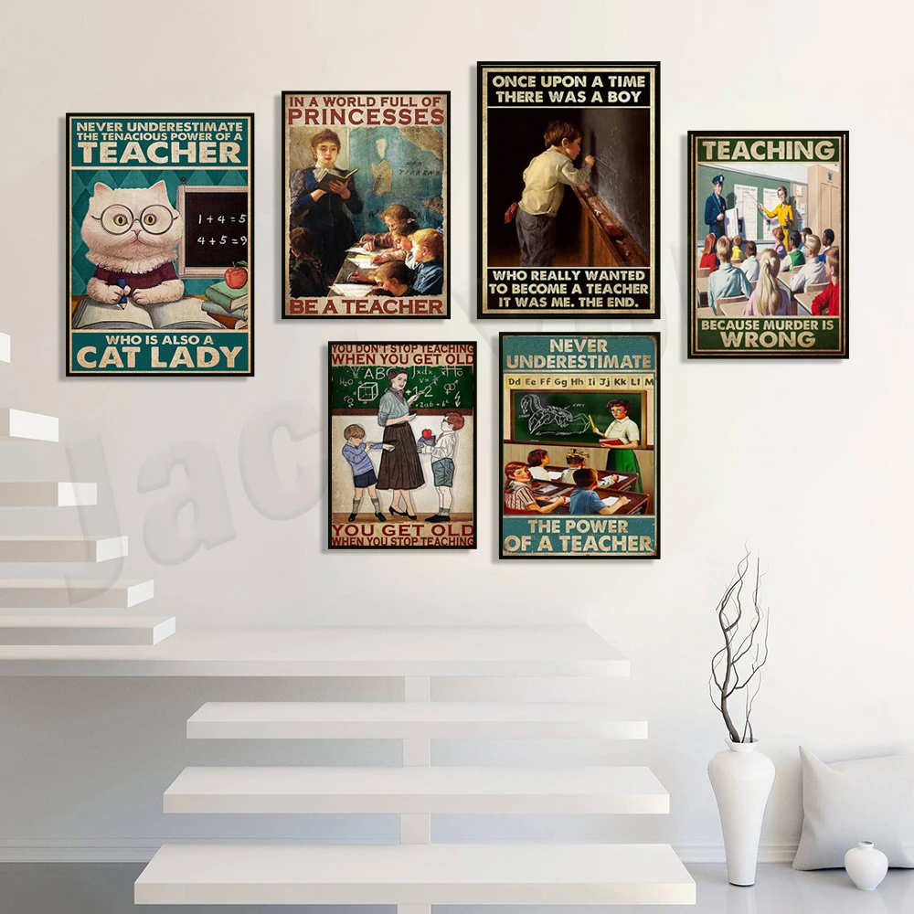 فتاة صغيرة معلم الفن، كان هناك فتاة كنت أراد حقًا أن تكون معلمًا للرياضيات، ملصق معلم عتيق، هدية شكرًا لك