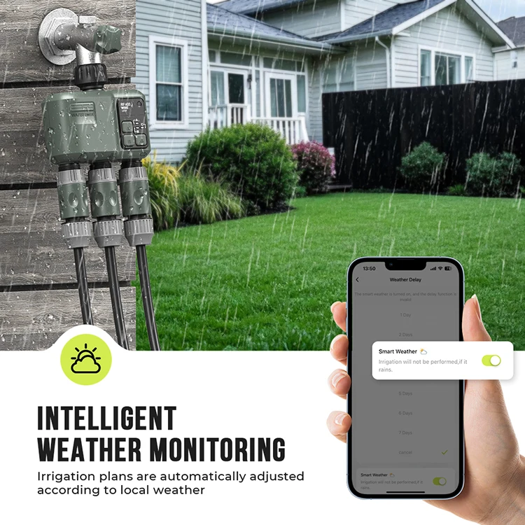 New Design Three Outlet Smart RF WIFI Wireless Water Timer Garden Watering Irrigation System for Outdoor Use HCT-638-HCG-003