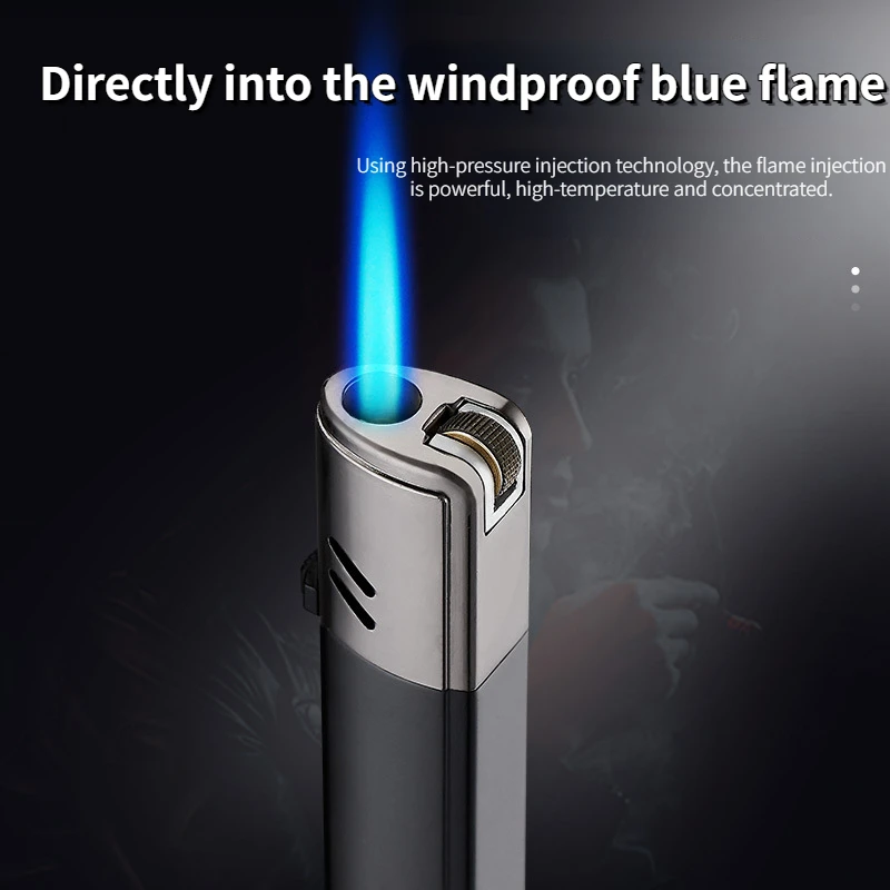 

Newest Men's Portable Inflatable Grinding Wheel Side-sliding Grinding Wheel Ignition Straight Metal Windproof Blue Flame Lighter
