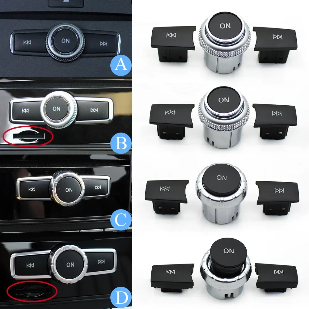 For Mercedes Benz W204 X204 W212 W207 W218 W166 W156 W176 W172 5PCS Front Center Console CD Player Button Radio Knob Switch Cap