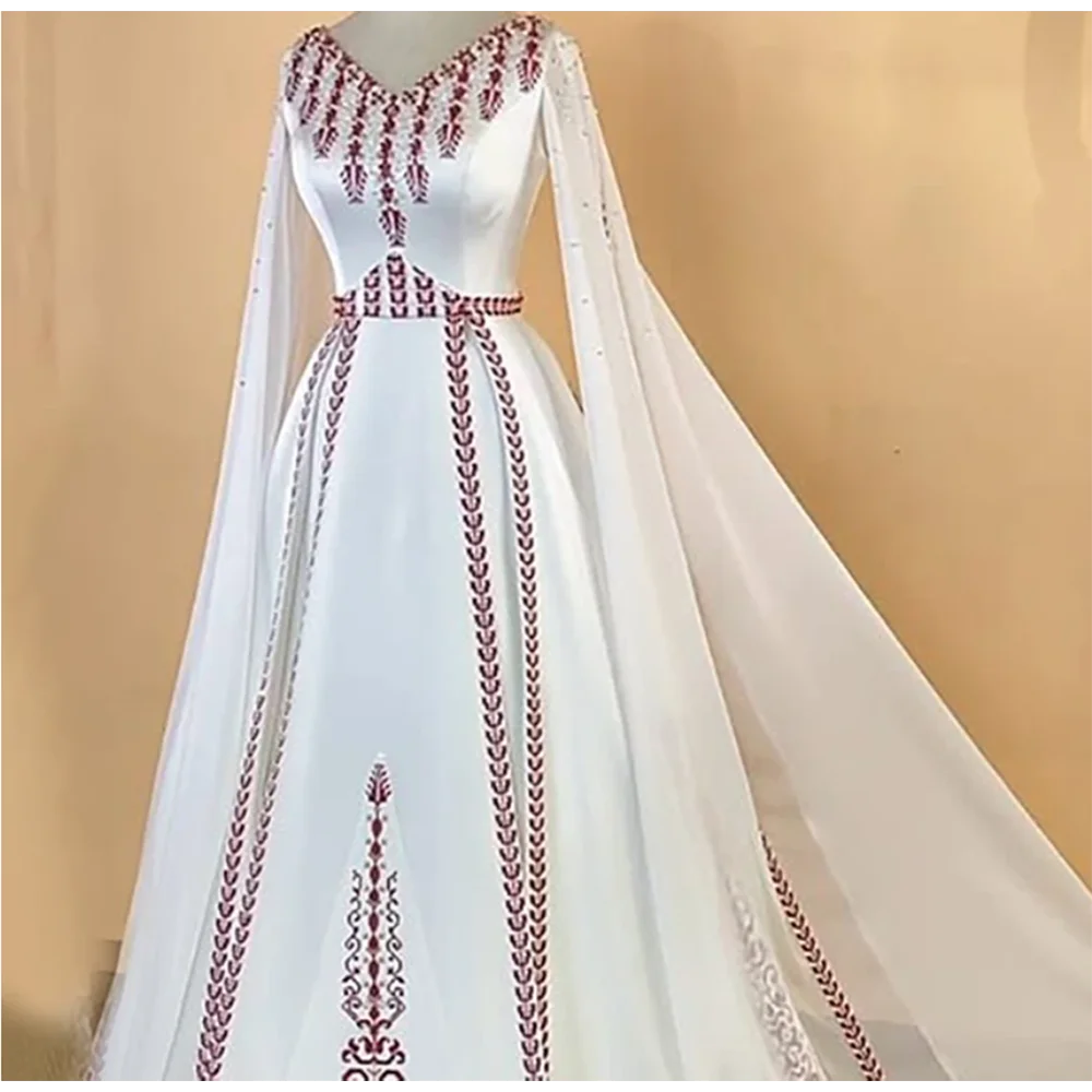 

2024 Elegant Satin V-Neck White Evening Dress Back strap A-Line sleeveless Floor-Length Prom Gowns