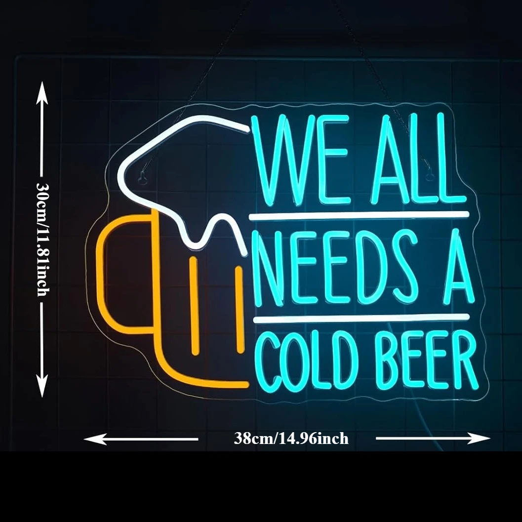 نحن جميعا يحتاج علامة النيون البيرة الباردة LED ضوء النيون تسجيل USB عكس الضوء لشريط رجل الكهف المطبخ لعبة غرفة ديكور المنزل الطرف الأعمال #6