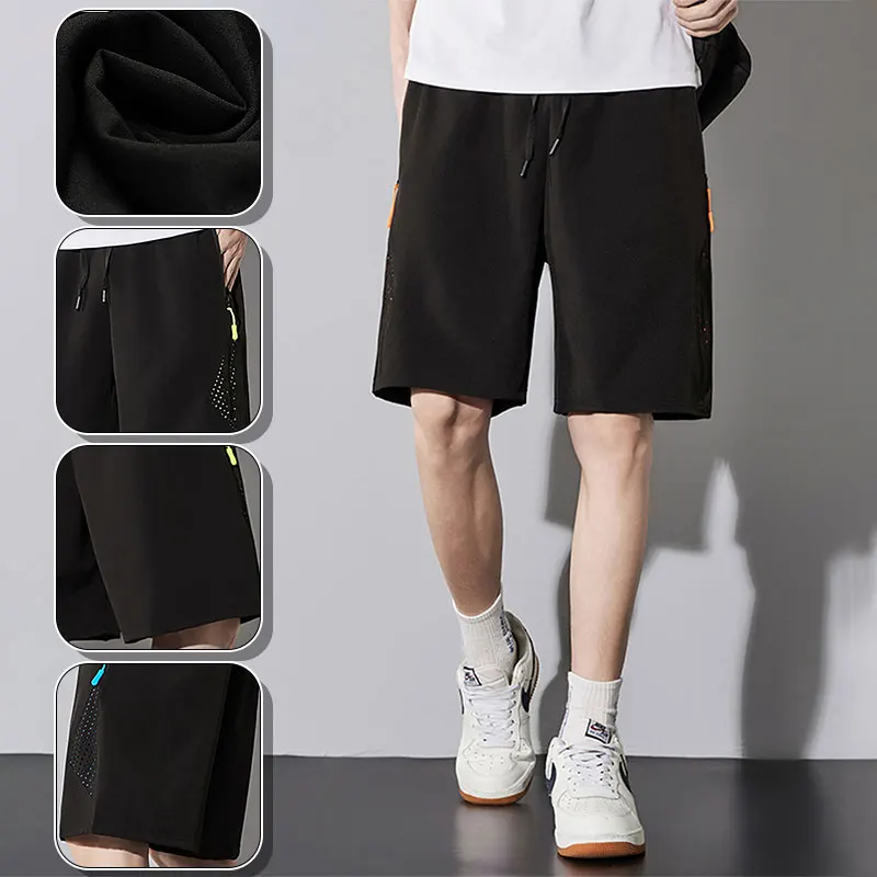 Summer Running Fitness Quick Dry Shorts Men's Loose Moisture-Absorbent Breathable Sports Shorts Outdoor Travel Ice Silk Shorts