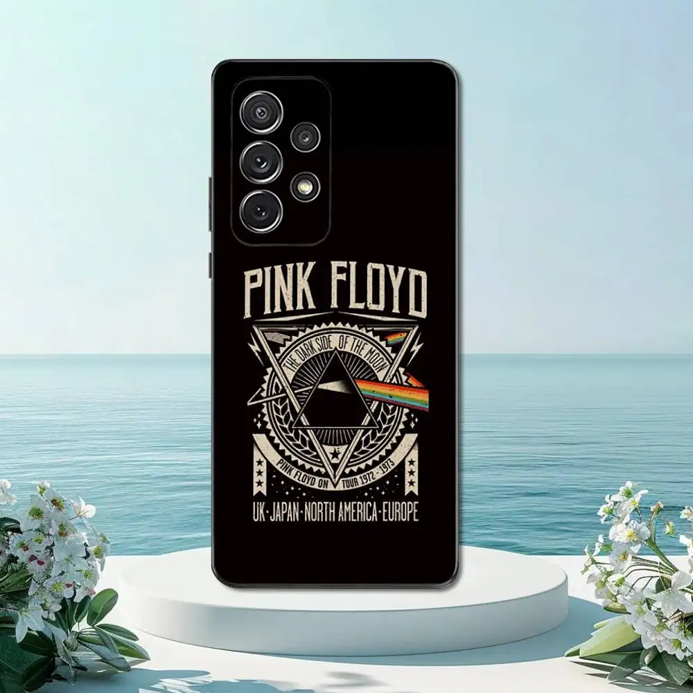 พี-พิงค์ เอฟ-ลอยด์เคสโทรศัพท์สำหรับซัมซุง S22,S21,S20,S10,S9,S25,S24,S23,อัลตร้า,FE,พลัส,ไลท์,ซิลิโคนอ่อนนุ่มปกสีดำ