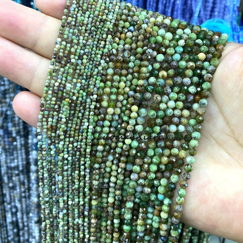 Natural Stone 2 3 4MM Faceted Round Copper Rutilated Quartz Spacer Beads for Jewelry Making Diy Bracelet Charms Accessories