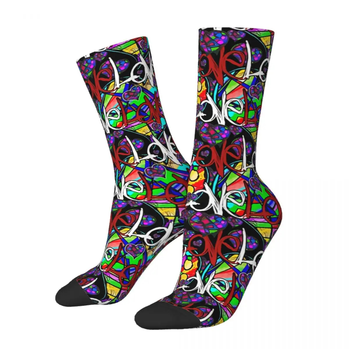 

Funny Crazy Sock for Men Abstract Patterns Of Love Hip Hop Harajuku Happy Pattern Printed Boys Crew Sock Novelty Gift