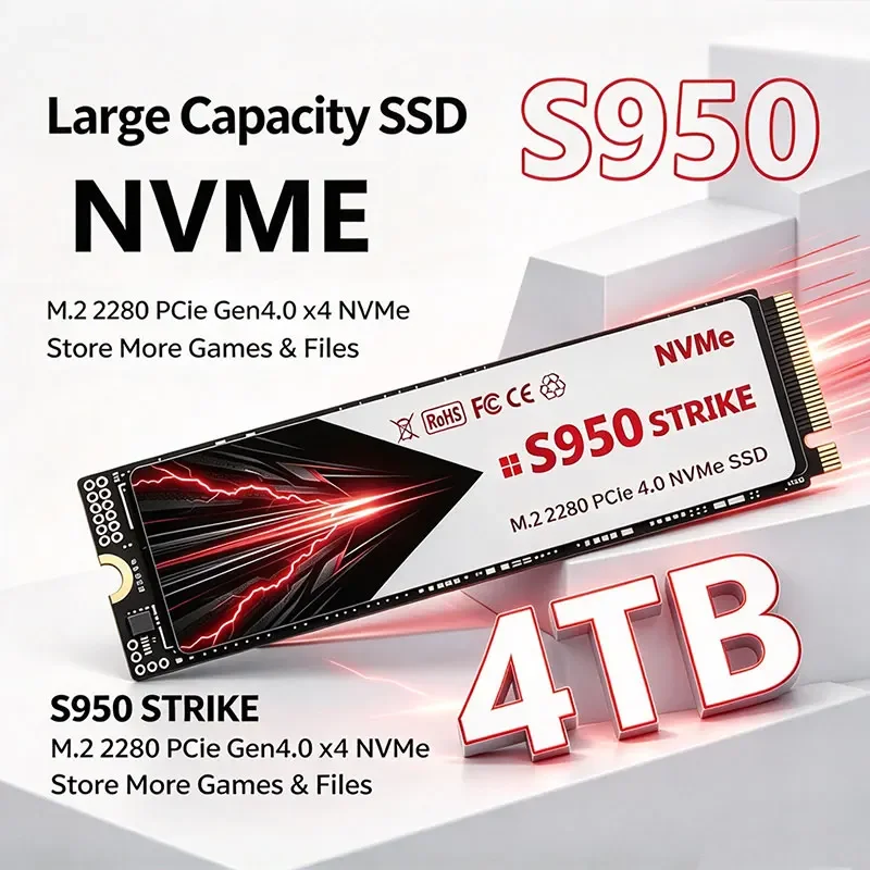 S950 SSD M.2 2280 NVME Internal Solid State Drive High Speed Transfer 500GB 1TB 2TB 4TB Large Capacity Hard Drive for Laptop PC