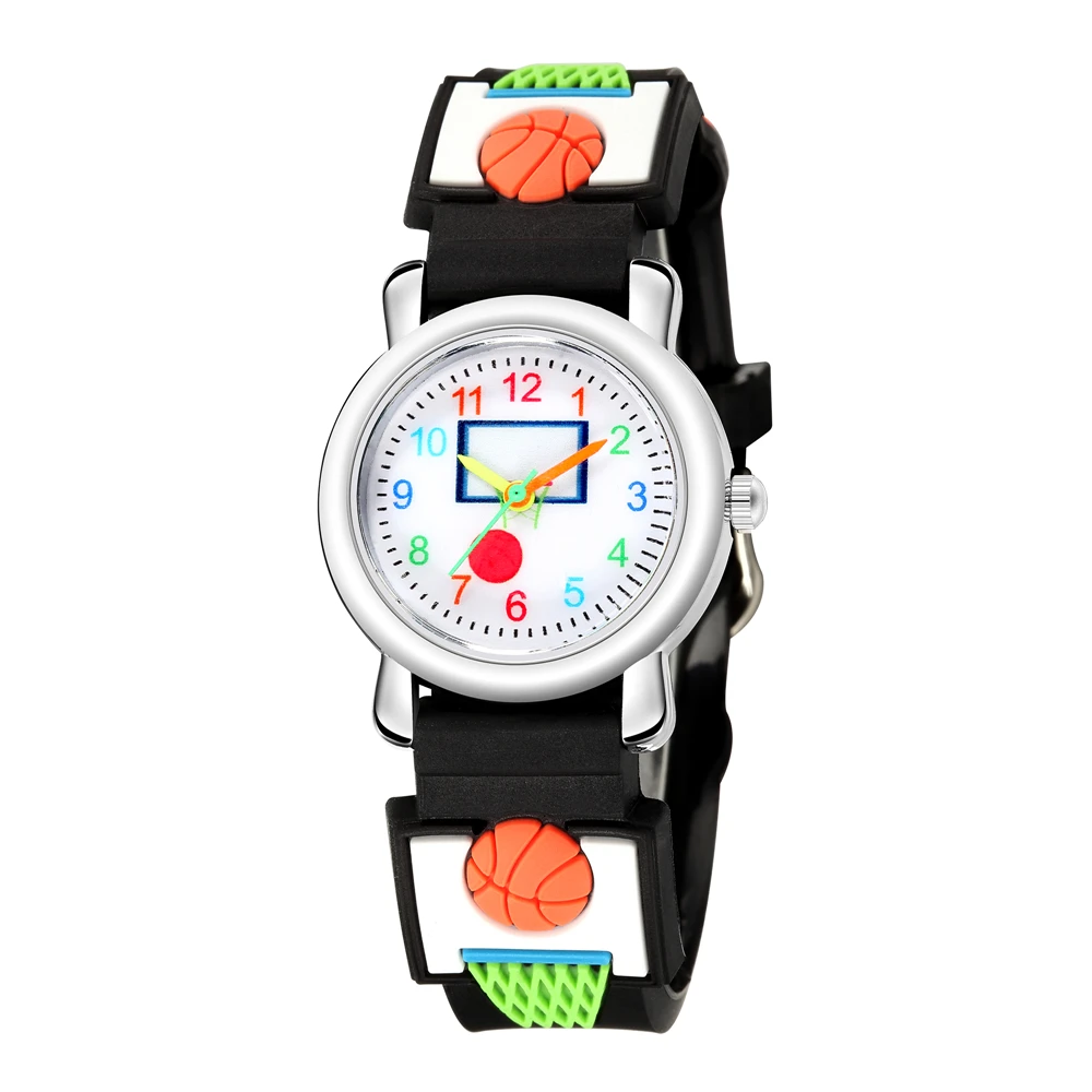 Fashion Children Students Cartoon basketball Pattern Sports Watch Kids Boys Girls Gifts