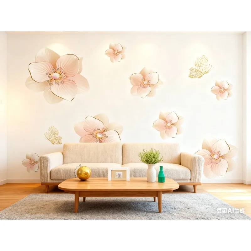 GS9504 Self Adhesive Flower Wallpaper for Bedroom Decor Headboard Living Room Waterproof Peel and Stick Wall Sticker Wall Art