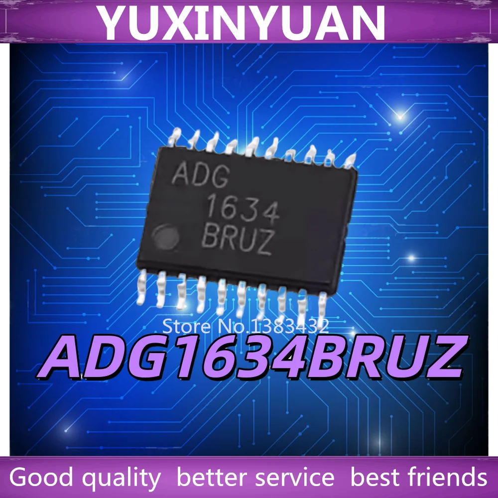 

50 шт./лот ADG1634BRUZ: микросхема аналогового переключателя общего назначения Quad SPDT, максимальное сопротивление 5 Ом, питание от 3,3 до 16 В, упаковка TSSOP-20