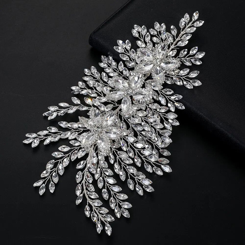 SLBRIDAL Handgefertigte bunte Strass-Kristalle, florale Braut-Tiara, Stirnband, Kopfschmuck, Damenschmuck, Haarschmuck – Detail 5