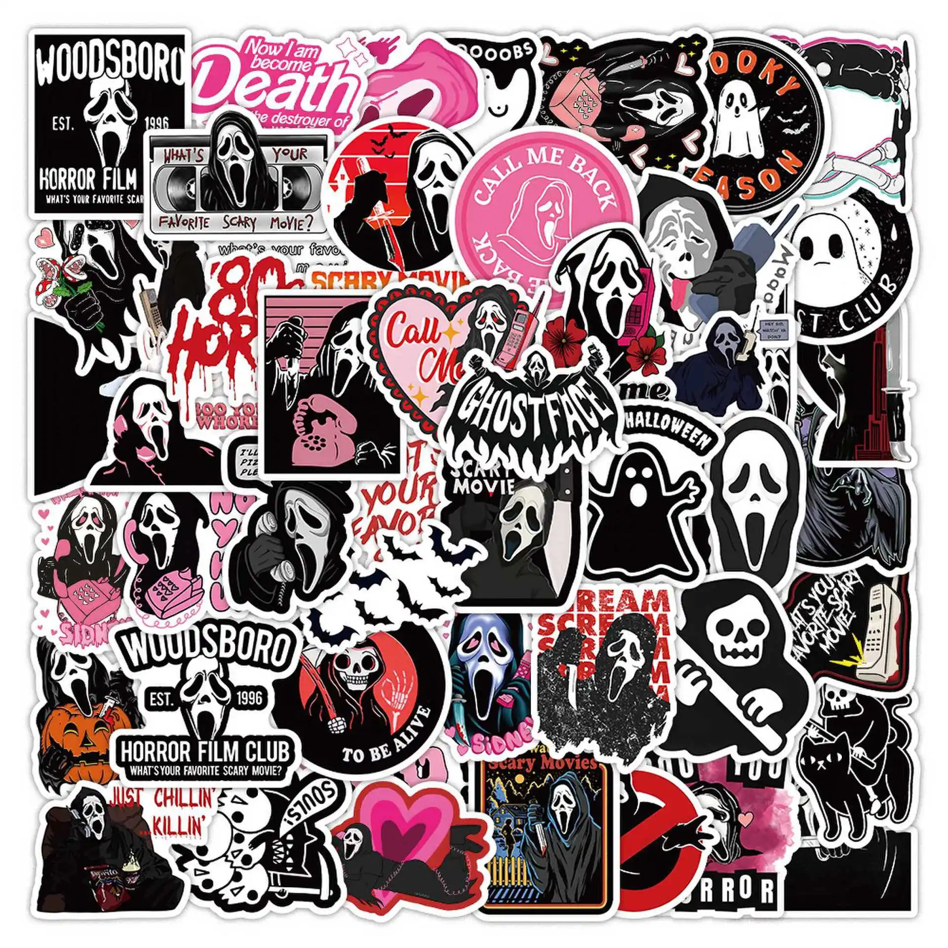 

50PCS Cute Death Halloween Cartoon Stickers Graffiti Decals DIY Mobile Phone Refrigerator Laptop Sticker Decoration