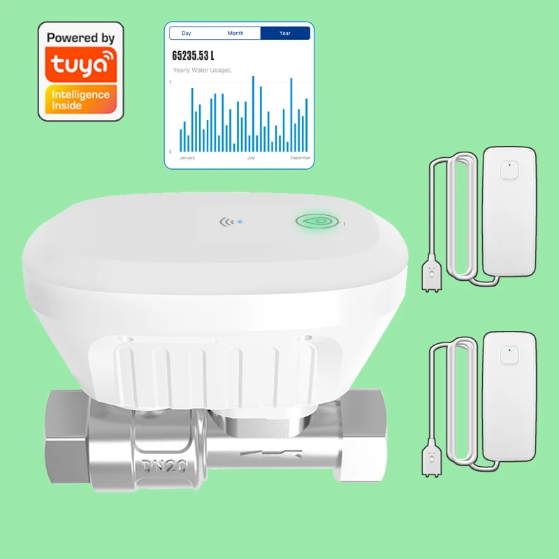 Tuya Wifi สมาร์ทวาล์วน้ําน้ําอัตราการไหลเมตรสวนน้ําปิดตัวจับเวลาชลประทานคอนโทรลเลอร์ Alexa Google Assistant